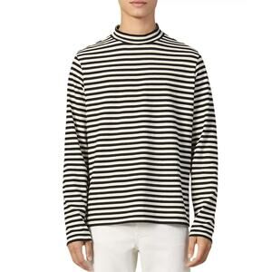 Sandro Breton Stripe Mock Turtleneck Long Sleeve Shirt Size L